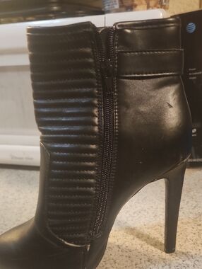 Express Black Quilted Faux Leather High Heel Ankle Booties with Side Zip